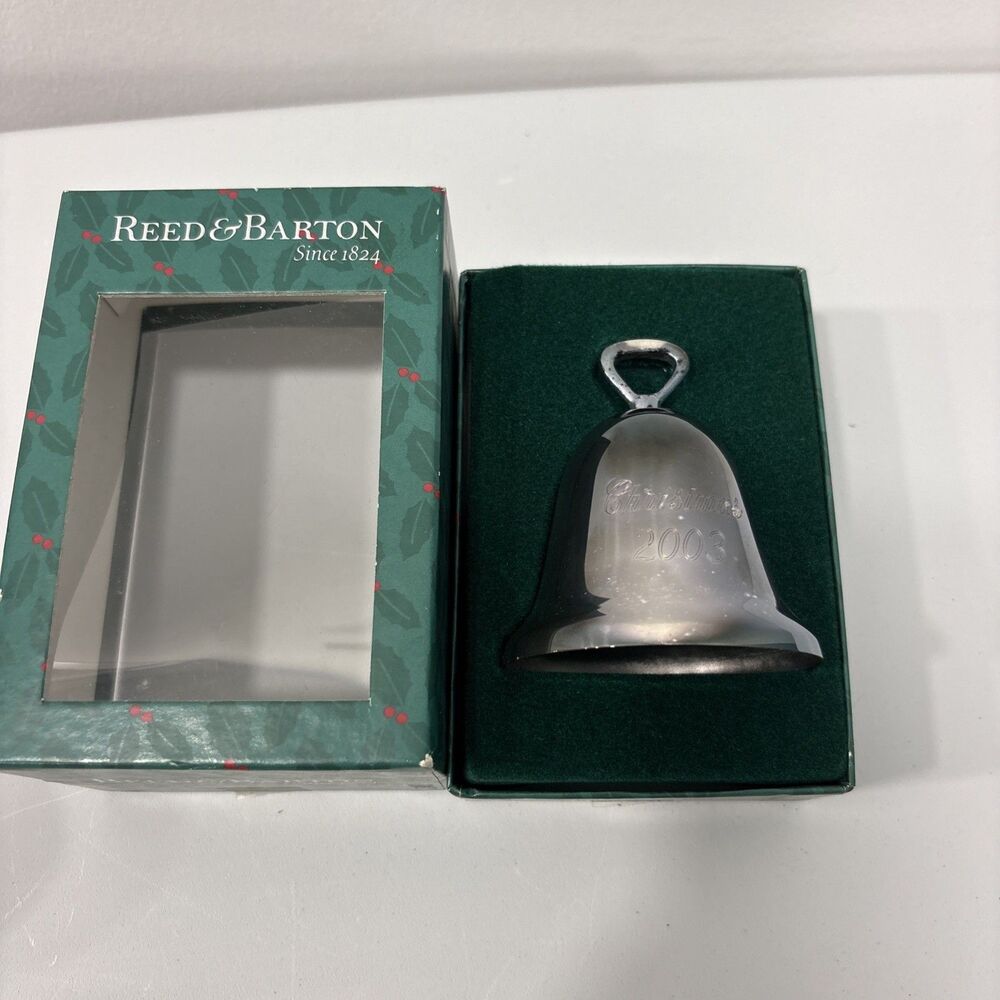 Reed and Barton Christmas Bell Silver Plated Bell Engraved 'Christmas' 2003 Box